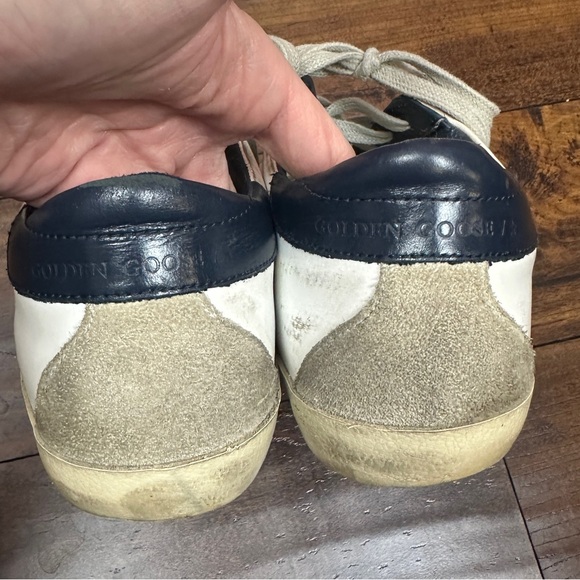 Golden Goose GG Superstar 102 in White with Ice Star and Blue Heel Size 8 - Picture 9 of 12